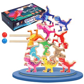 Ms.0 Dinosaur, Balance Game, Dominoes, Puzzle, Montessori, Wooden Toys, Food Sanitation Law Safety Tested, PL Insurance