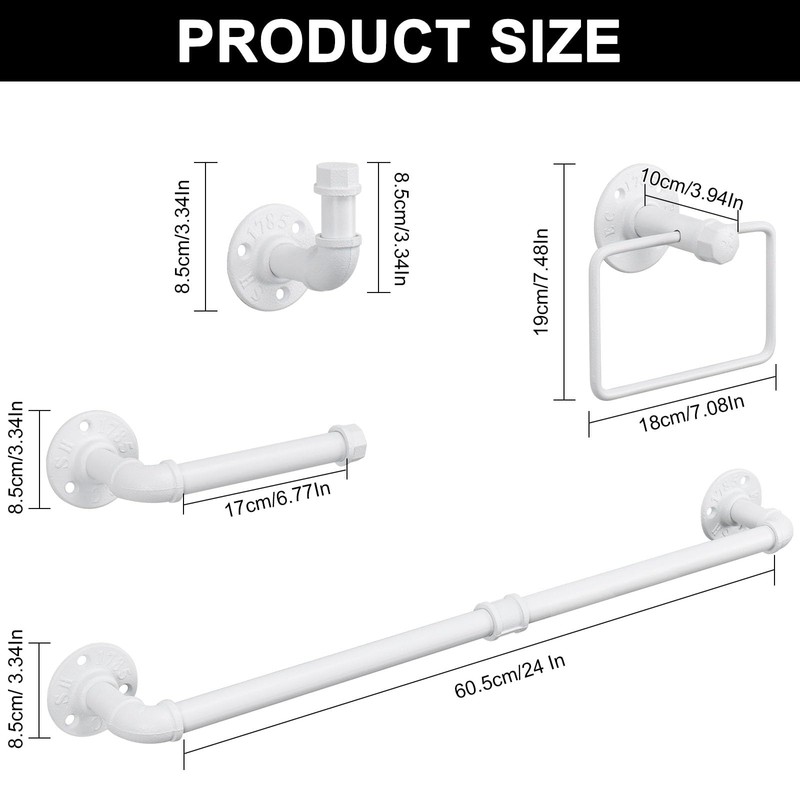 Jeasor 4-Pieces Industrial Pipe Bathroom Towel Ring Kit DIY Wall