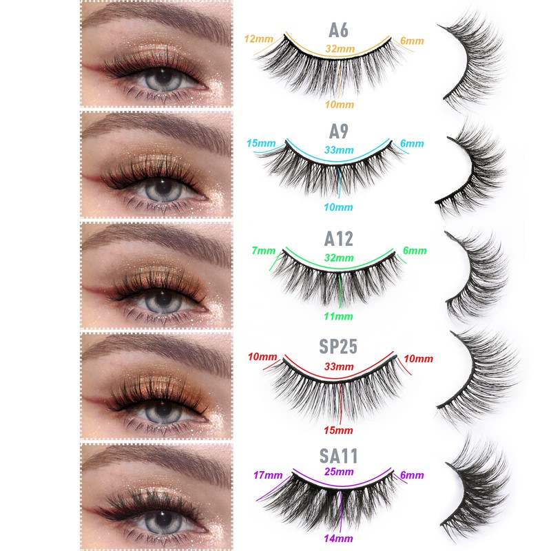 EMEDA 10 Styles False Eyelashes Natural False Eyelashes Set 10