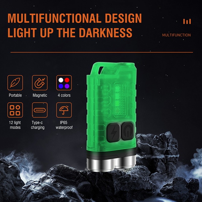 Keychain Flashlight 900LM White LED IP65 Waterproof Magnetic Tail Fluorescent