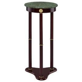Coaster Home Furnishings - Edie - Stone and Wood - 12-Inch Round Marble Top Side Table with Tri-Leg Base and Gold Accents - Traditional Style for Living Room - Green and Merlot - 3315