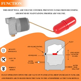 Replace for F93B-1C Air Volume Controls for Deep Wells, Water Tank System 1-1/4 in MNPT, 1/4 in PTF SAE
