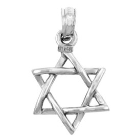 14k White Gold Jewish Star of David Pendant