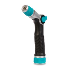 Gilmour Medium Duty Thumb Control Garden Hose Nozzle with Adjustable Spray Pattern, Water Hose Nozzle for Watering Garden or Lawn, Black/Aqua