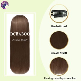 Dcbaboo Golden Brown Hair Extensions Clip in 8PCS 26 inches Long Straight Clip in Hair Extension Synthetic Fiber Fake Hair Pieces for Women Clip in Extensions Full Head Natural Hairpiece