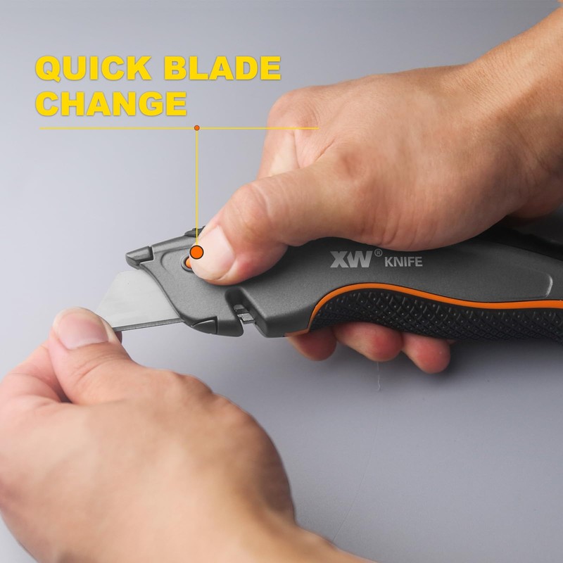 XW Dual-system Safety Utility Knife with Auto-retractable & 3-position Retractable,