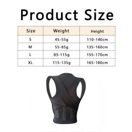 TOEECY Posture Corrector for Men and Women, Invisible Back Shoulder Support, Adjustable, Ideal for Students, Adults, Office, Everyday Use (Black, L)