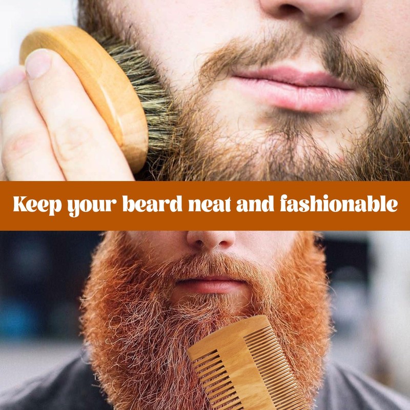 Beard Brush Wild Boar Bristles, Beard Brush and Beard Comb,
