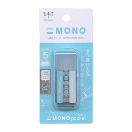 Tombow CT-CM5C40 Pencil Correction Tape Mono Pocket, Width 0.2 inches (5 mm) x 16.4 ft (4 m), Blue