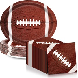 Football Oval Paper Plates Football Plates and Napkins American Rugby Party Decoration Sport Game Theme Birthday Supplies 11inch Touch Down Dish Tray Dinnerware for Football Game Celebration, 25 Guest