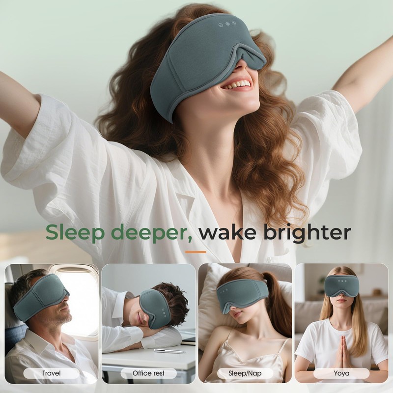 MUSICOZY Breathable Organic Bamboo Cotton Sleep Mask Headphones