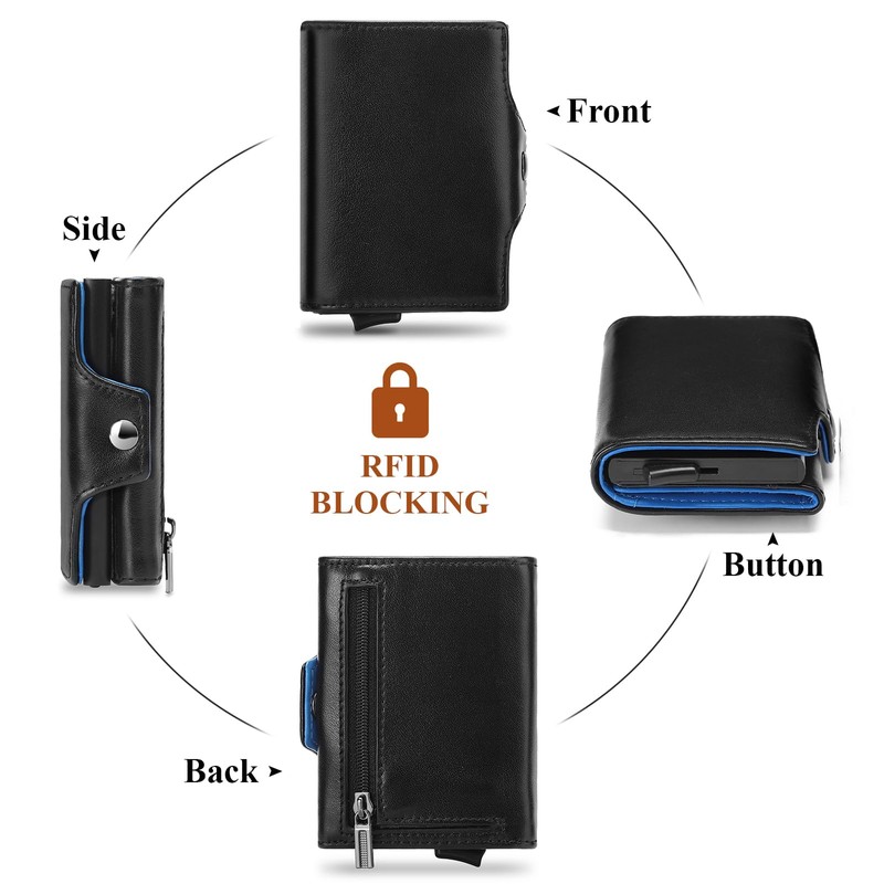 SENDEFN Men's Leather Wallet with Coin Compartment and RFID Protection,