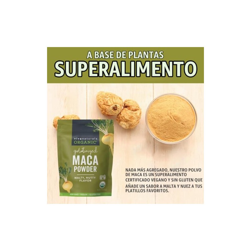 Viva Labs Organic Maca Powder: Gelatinized for Enhanced Bioavailability, Non-GMO,