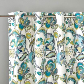 DriftAway Layla Classic America Style Floral Leaves Room Darkening Window Curtain Grommet 2 Panels 52 Inch by 84 Inch Teal Gray