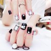 Trendy Black and White Fake Nails, 24 Pieces, Short Nail