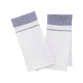 Navy Kitchen Towels 100% Pure Linen Kitchen Towels | Kitchen Towels and dishcloths Sets Farmhouse Dishtowels, Navy Stripe Hand Towels | Tea Towels for Kitchen (Set of 2) (18 x 28 inch)