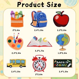 QianSiLi 9PCS Back to School Suppliess Iron On Patches for Clothing Embroidered Patch for Clothing Backpacks Hats Jeans Shirts