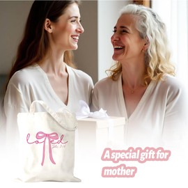 XHK Christian Gifts for Women Cute Pink Bow Bible Verse Tote Bag Mother's Day Valentines Day Birthday Thanksgiving Retired Appreciation Gift for Women Moms Friend Work Travel Shopping Bag