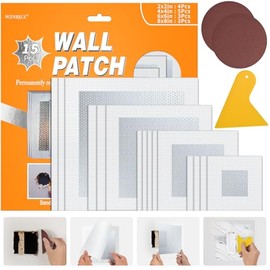 Wall Patch Kit, 15 Pieces Aluminum Self-Adhesive Mesh Repair Patches for Drywall, Multiple Sizes 2/4/6/8 Inch, Permanently Repairs Damaged Walls and Ceilings