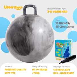 Upper Rider Clouds Hopper Ball for Kids,18 Inch Bouncy Ball with Handle,Inflatable Hopping Toys for Boys Girls Aged 3-8, Indoor Outdoor Jumping Toys Gift with Pump