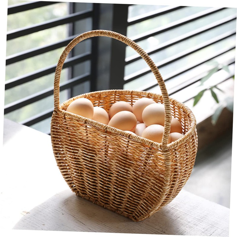 KOMBIUDA Countryside Decorative Basket Hanging Egg Container Plastic Storage Tight