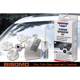 BISOMO Scheiben-Reparatur-Set Presto, Steinschläge reparieren, Windschutzscheiben Reparatur, Versiegelung Scheibe Auto PKW