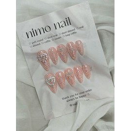 Glitter Nail•Wedding Nail Tip•Handmade Nail Tip - White Heart / 글리터네일•웨딩네일팁•수제네일팁 - 화이트하트