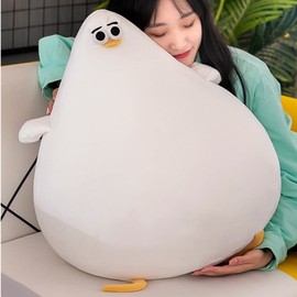 OUKEYI Funny Plush Seagull Pillow, Simulation Cute Fat Chicken Doll Toys, Soft Stuffed CushionsChicken Plush Pillow Floor Mat Kawaii Festival Gifts (40cm)