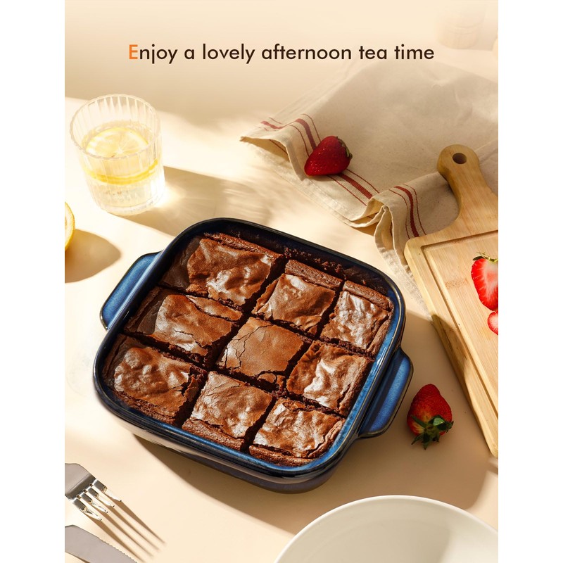 8x8 Baking Pan Ceramic Square Baking Dish Lasagna Pan with