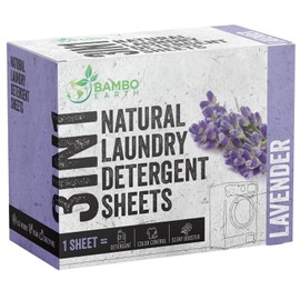 60 Loads Natural Laundry Detergent Sheets - All Natural Biodegradable And Dissolvable Washing Machine Dry Soap Laundry Detergent Strips, Mess Free, Eco Friendly, 30 Sheet Pack (Calm Lavender)