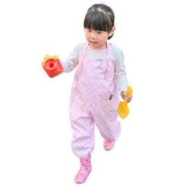 Plie Unisex Baby Toddler Children Waterproof Jumpsuit Overalls Art Smock, Soft Pink Dot (19-L)