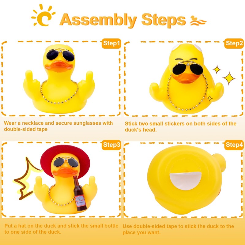 CoFuBcad 2.75" Yellow Duck Dashboard Decoration, Duck Car Ornament Cute