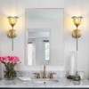 XIYOUVE 2 Pack Gold Wall Sconce with Modern Flower Glass