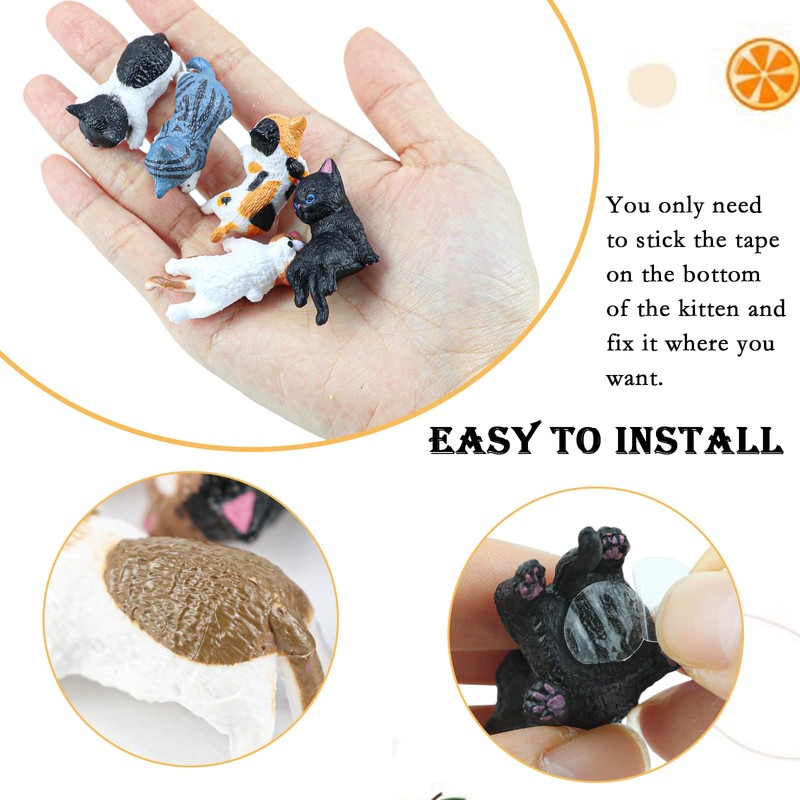 UPIQNG 5 Pcs Mini Cat Figurines Computer Monitor Decor Cute
