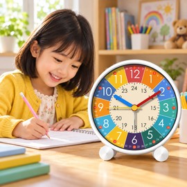 Kids Analog Alarm Clock for Learning Time – Easy-to-Read Desktop Clock for Children's Bedrooms and Morning Routines
