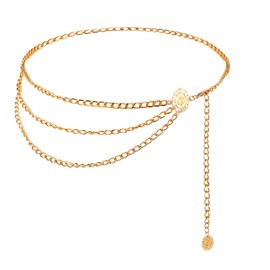 Multilayer Metal Waist Chain, Gold Chain Belt for Women Adjustable Body Waist Link Belts Dress Belts Fashion Body Link Belts Sunflower Waist Chain Belt for Dress Jeans