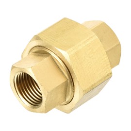 sourcing map Brass Pipe Fitting Coupling, 3/8NPTF Female Pipe Fittings Union, Brass Fitting Threads Adapter for Plumbing Systems, HVAC, Automotive, Industrial Machinery, Gas Systems