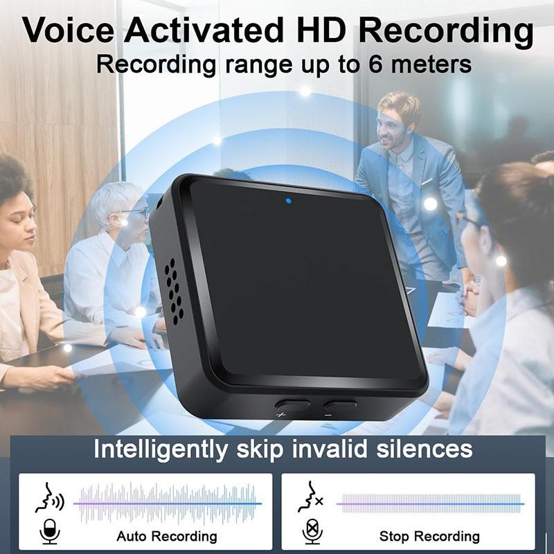 64GB Square Magnetic Voice Recorder with 200-Hour Battery & One-Button