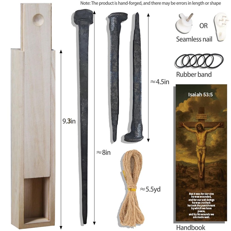 LeMeeOly Passion of Jesus Christ Crucifixion Nail, Metal Cross for