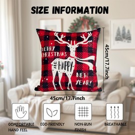 AMFUN Set of 4 Christmas Cushion Cover, 18×18 Inch Christmas Throw Pillow Cover, Linen Red Christmas Snowflake Throw for Women Girl Birthday, Decor Home Livingroom Couch Sofa