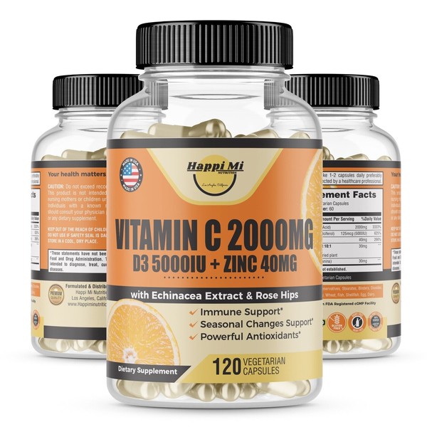 Happi Mi Nutrition Vitamin C 2000mg, Vitamin D3 5000IU, Zinc