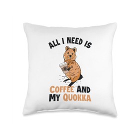 Cute Quokka Island Plush Costume Stuffed Toy Gifts Coffee Rodent Macropodinae Lover Quokka Throw Pillow, 16x16, Multicolor