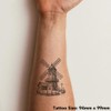 'Rustic Windmill' Temporary Tattoo - Water Resistant, Skin-Safe, Non-Toxic Transfer