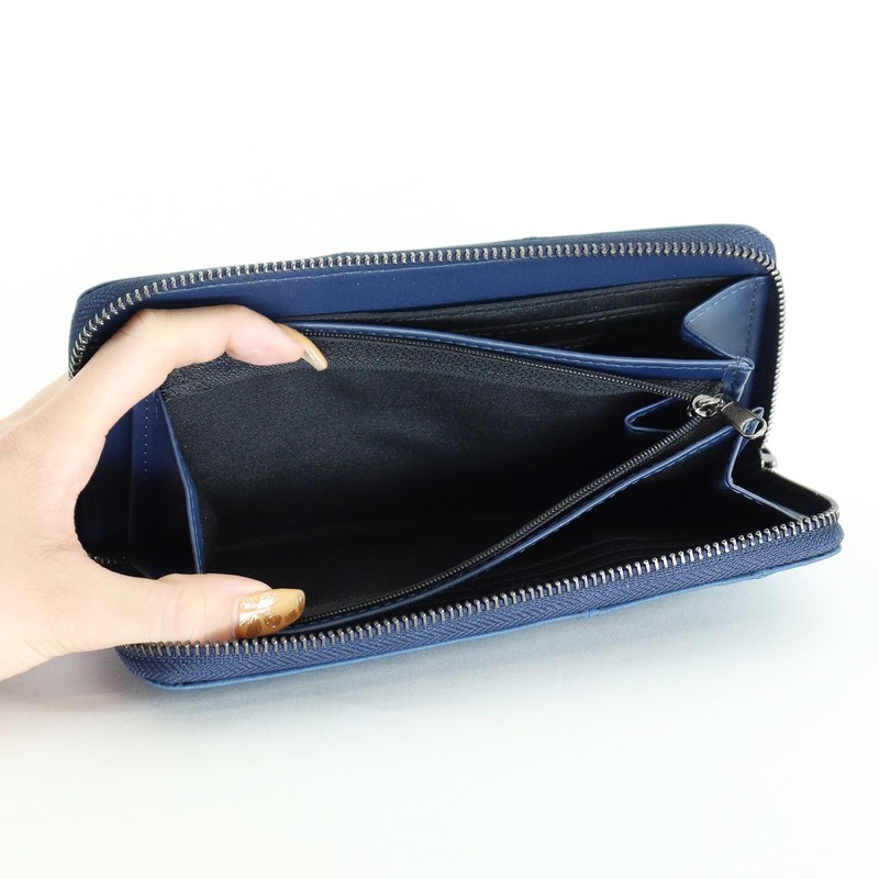 LogoSpark Men's Long Wallet, Round Zipper, Slim, Embossed, Embossed, Children,