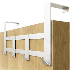 Menz Premium Perchero de Puerta: Barra Blanca para Colgar con Almohadillas Antideslizantes y Protectoras de Fieltro - Práctico Colgador de Puerta Door Hook Rail White 36 mm ES