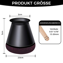 CNMTCCO Chair Leg Caps, Pack of 24 Chair Leg Protectors, Felt Gliders for Chairs, Suitable for Straight and Sloping Chair Legs, Prevents Scratches on the Floor and Reduces Noise (13-20 mm Orbicular)