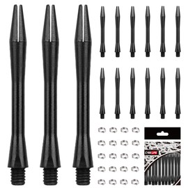 CyeeLife Dart Shafts, Pack of 15 Dart Shafts with 20 O Rings, 4, Dart Accessories for Darts (Black)