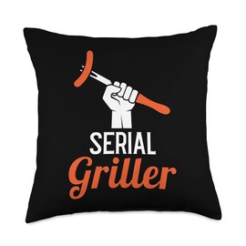 Serial Griller BBQ Smoker Grill Barbecue Chef Pit-master Throw Pillow