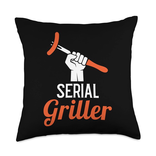 Serial Griller BBQ Smoker Grill Barbecue Chef Pit-master Throw Pillow