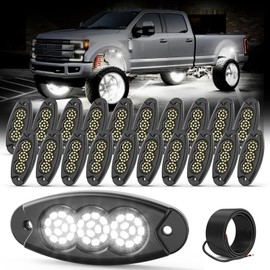 Hobaoyee 20Pods Pure White Rock Lights 36 LEDs SMD Chips 6500K Super Bright Underglow Light IP68 Waterproof for Trucks Pickup SUV Car with 32.8ft Wire